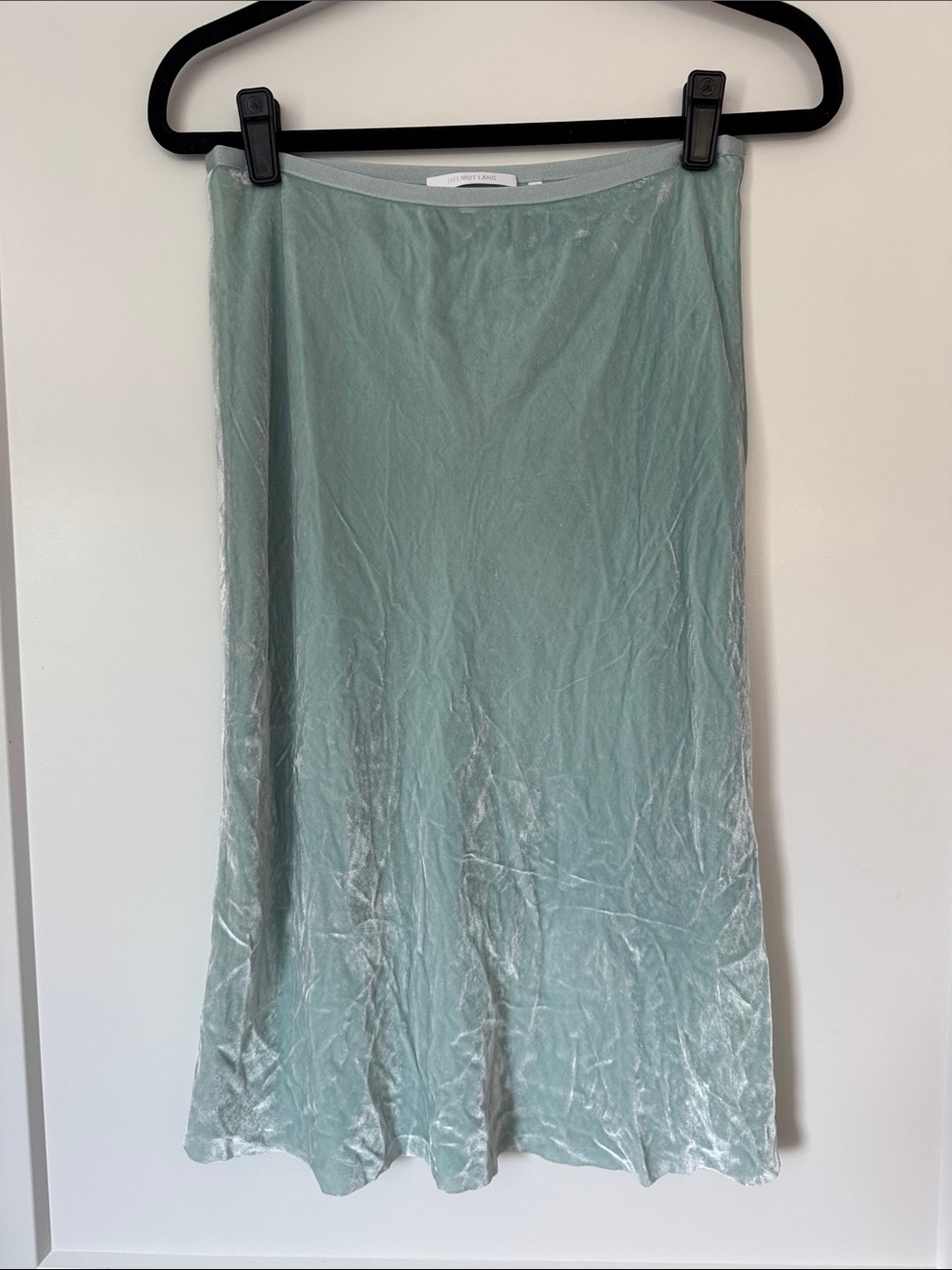 Helmut Lang Light Blue Velvet Slip Skirt